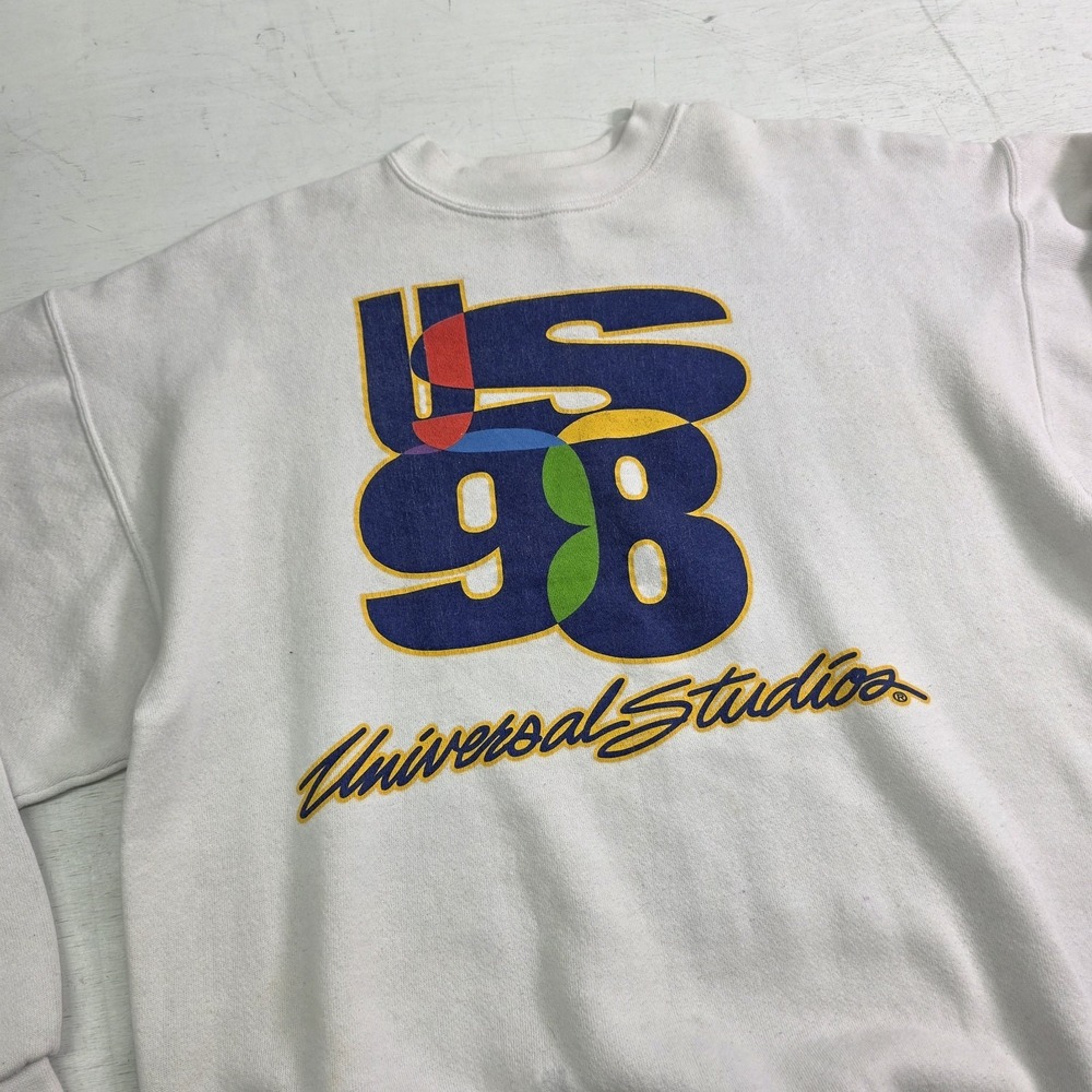 Vintage‎ 90s Rare Design White Universal Studios Sweatshirt Pullover Adult Sz L - Picture 2 of 13
